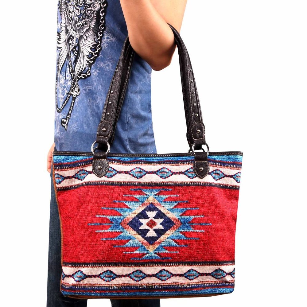 MONTANA WEST Aztec Print Western Tote Bag Purse - Picture 5 of 6